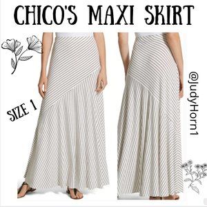 Chico's Black and White Striped Maxi Skirt